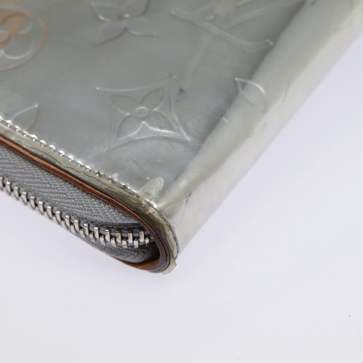 LOUIS VUITTON Monogram Mirror Zippy Wallet Vertical Silver M80808 LV Auth 89181