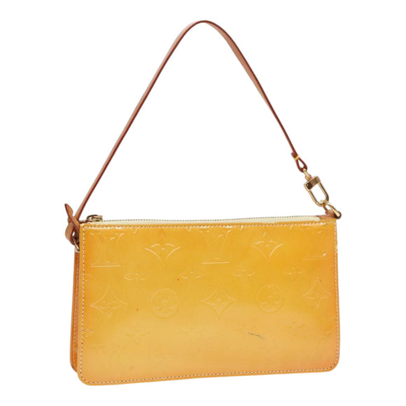 LOUIS VUITTON Vernis Lexington Accessory Pouch Lime Yellow M91058 LV Auth 89184