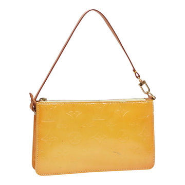 LOUIS VUITTON Vernis Lexington Accessory Pouch Lime Yellow M91058 LV Auth 89184