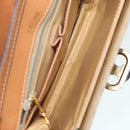 CELINE Macadam Canvas Shoulder Bag Beige Gold Auth 89226-11