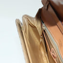 CELINE Macadam Canvas Shoulder Bag Beige Gold Auth 89226-20