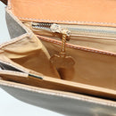 CELINE Macadam Canvas Shoulder Bag Beige Gold Auth 89226-21