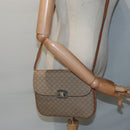 CELINE Macadam Canvas Shoulder Bag Beige Gold Auth 89226-23