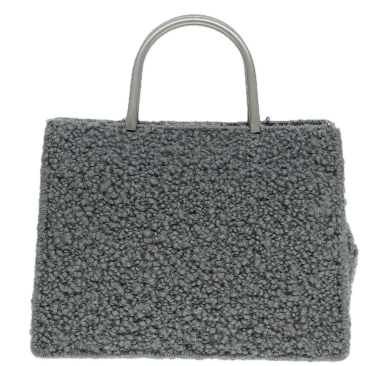 Salvatore Ferragamo Hand Bag Wool 2way Gray Silver Auth 89228 - 0