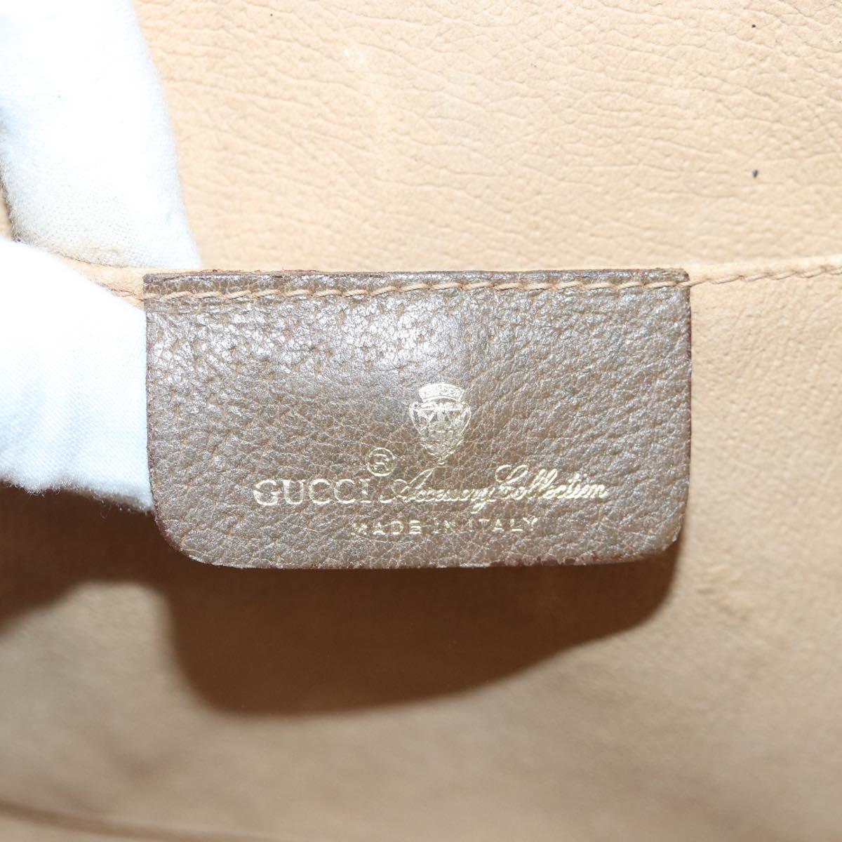 GUCCI GG Supreme Web Sherry Line Clutch Bag PVC Beige Gold 89 01 030 Auth 89230