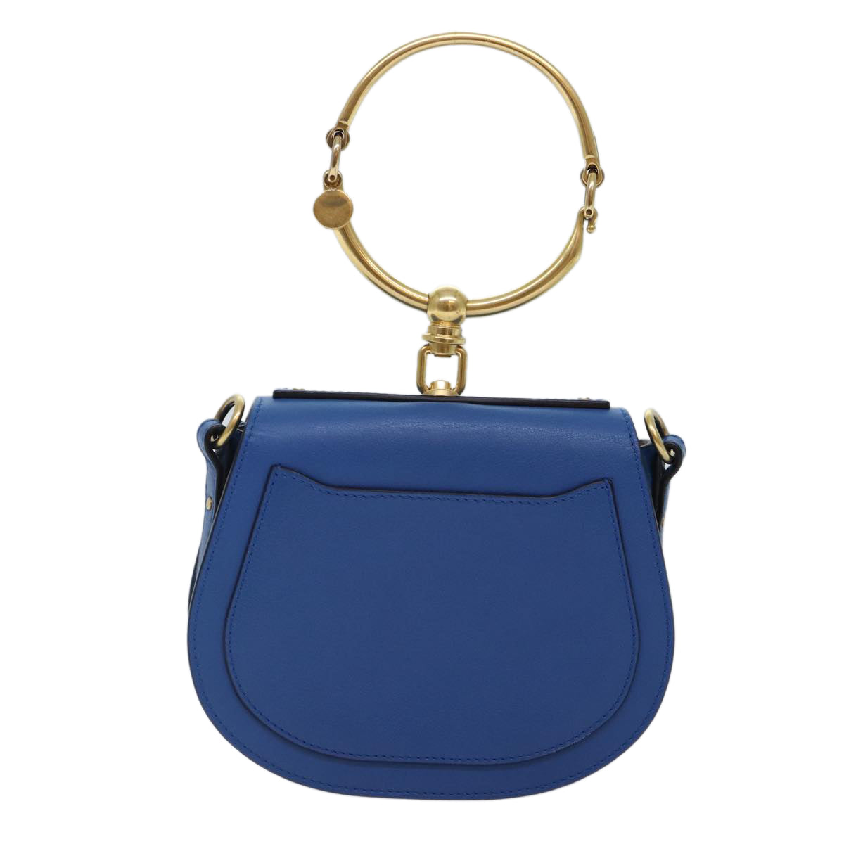 Chloe Nile Hand Bag Leather Suede 2way Blue Gold Auth 89234A - 0