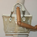 BURBERRY Blue Label Shoulder Bag Vinyl Clear White gold Auth 89239-18