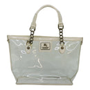BURBERRY Blue Label Shoulder Bag Vinyl Clear White gold Auth 89239-13