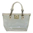 BURBERRY Blue Label Shoulder Bag Vinyl Clear White gold Auth 89239-2