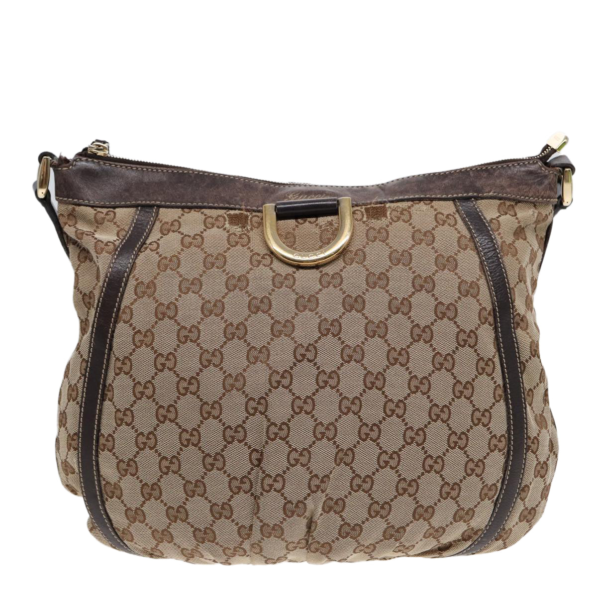 GUCCI GG Canvas Abbey Shoulder Bag Brown Gold 204940 Auth 89241