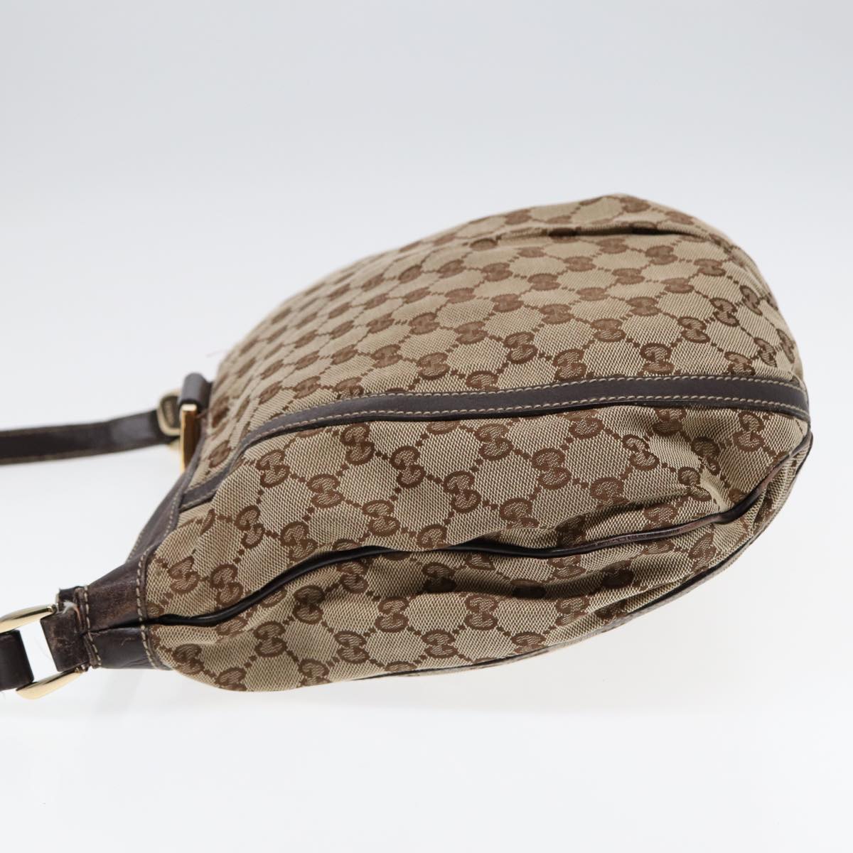 GUCCI GG Canvas Abbey Shoulder Bag Brown Gold 204940 Auth 89241