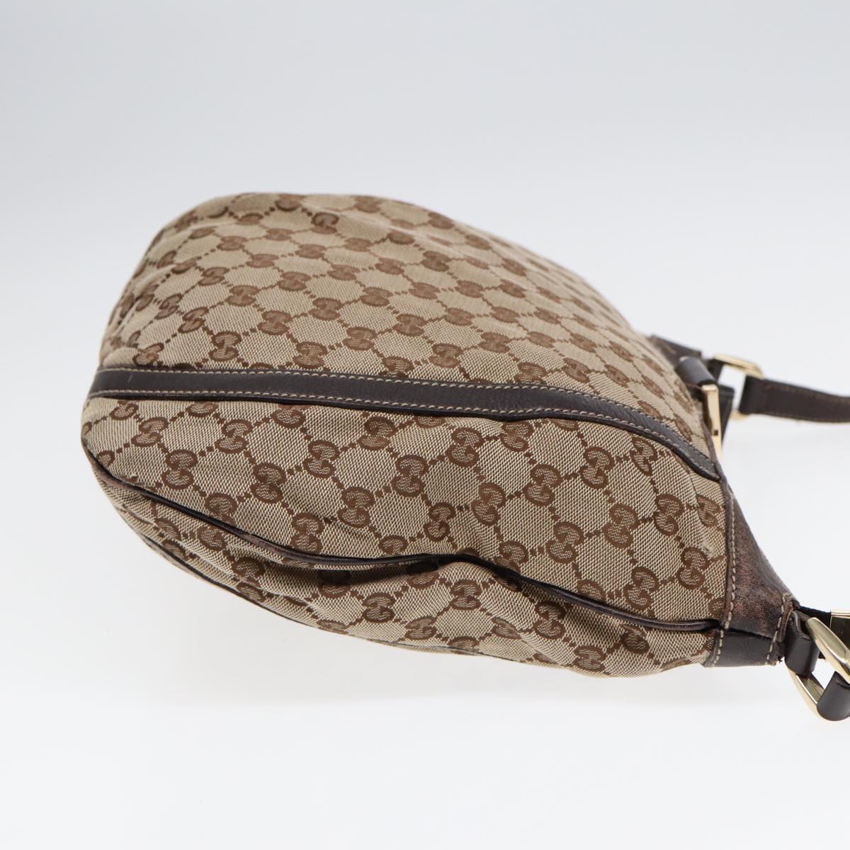 GUCCI GG Canvas Abbey Shoulder Bag Brown Gold 204940 Auth 89241