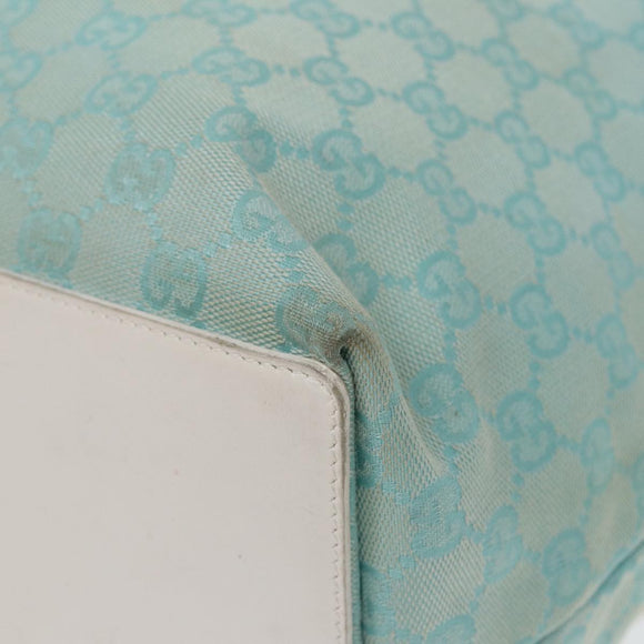 GUCCI GG Canvas Tote Bag Light Blue White Gold 002 1097 Auth 89242