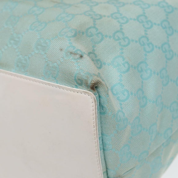 GUCCI GG Canvas Tote Bag Light Blue White Gold 002 1097 Auth 89242