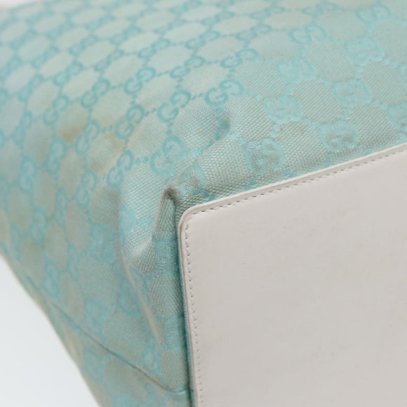 GUCCI GG Canvas Tote Bag Light Blue White Gold 002 1097 Auth 89242
