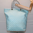 GUCCI GG Canvas Tote Bag Light Blue White Gold 002 1097 Auth 89242-21