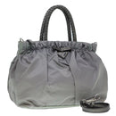 PRADA Hand Bag Nylon 2way Silver Gray Auth 89250-1