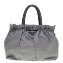 PRADA Hand Bag Nylon 2way Silver Gray Auth 89250-13
