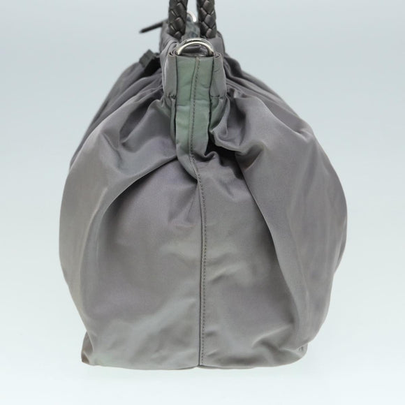 PRADA Hand Bag Nylon 2way Silver Gray Auth 89250
