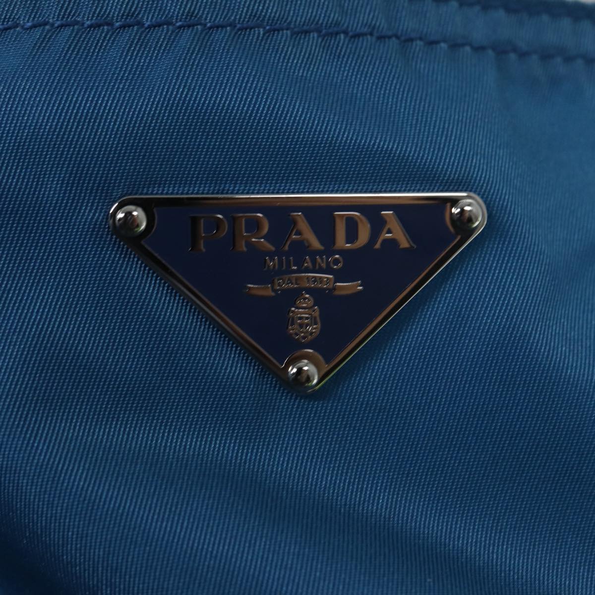 PRADA Tote Bag Nylon Blue Silver Auth 89252