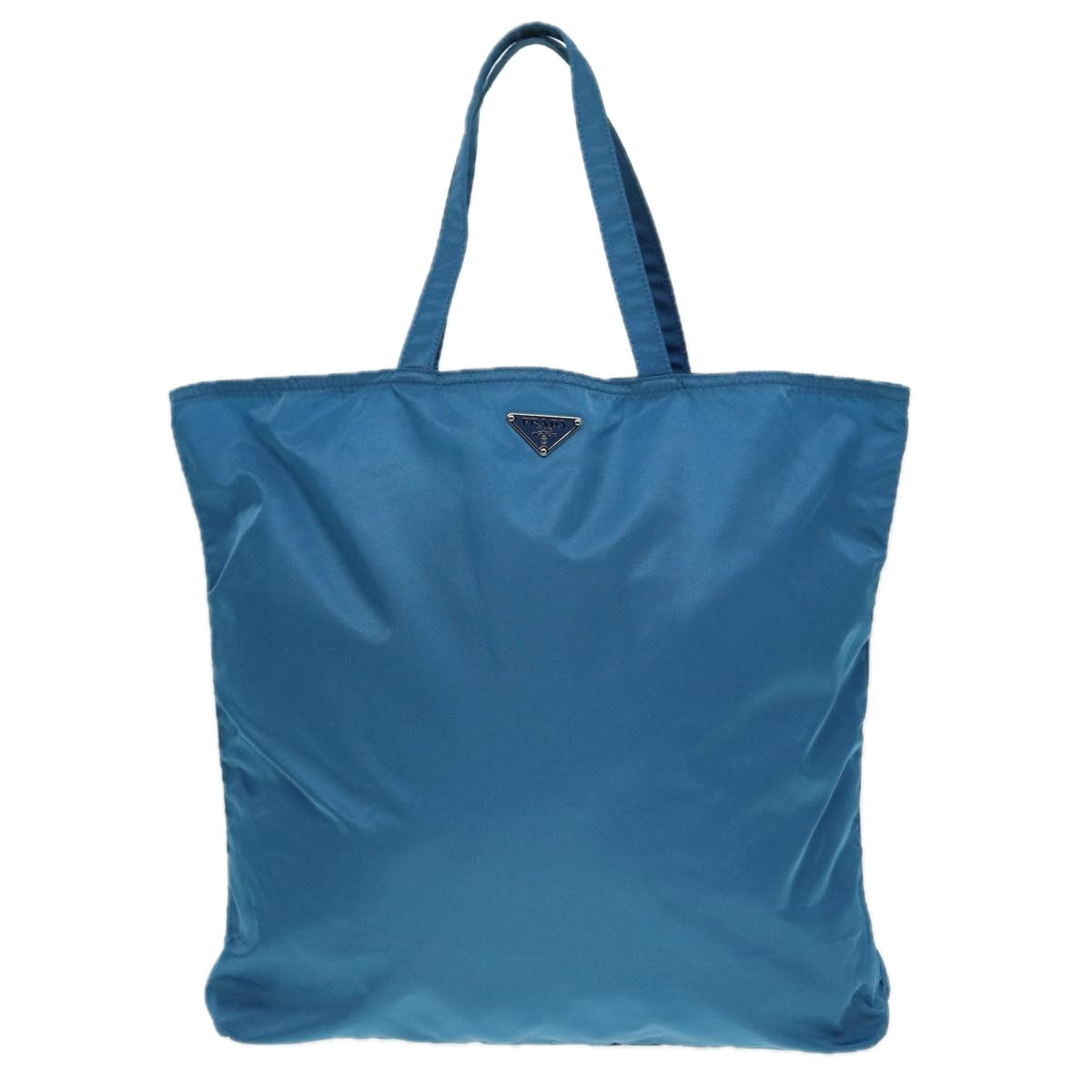 PRADA Tote Bag Nylon Blue Silver Auth 89252 - 0