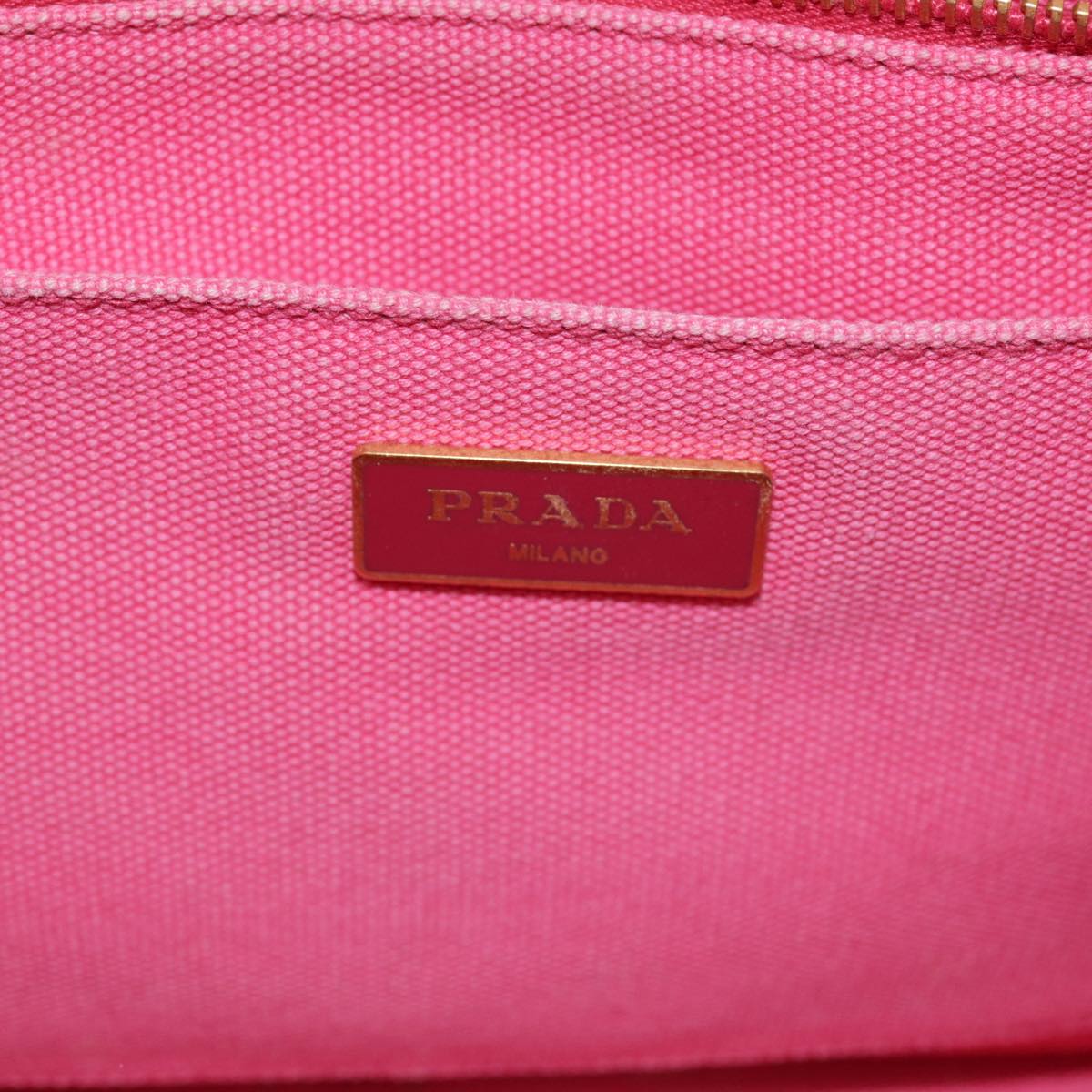 PRADA Canapa MM Hand Bag Canvas 2way Pink Gold Auth 89253