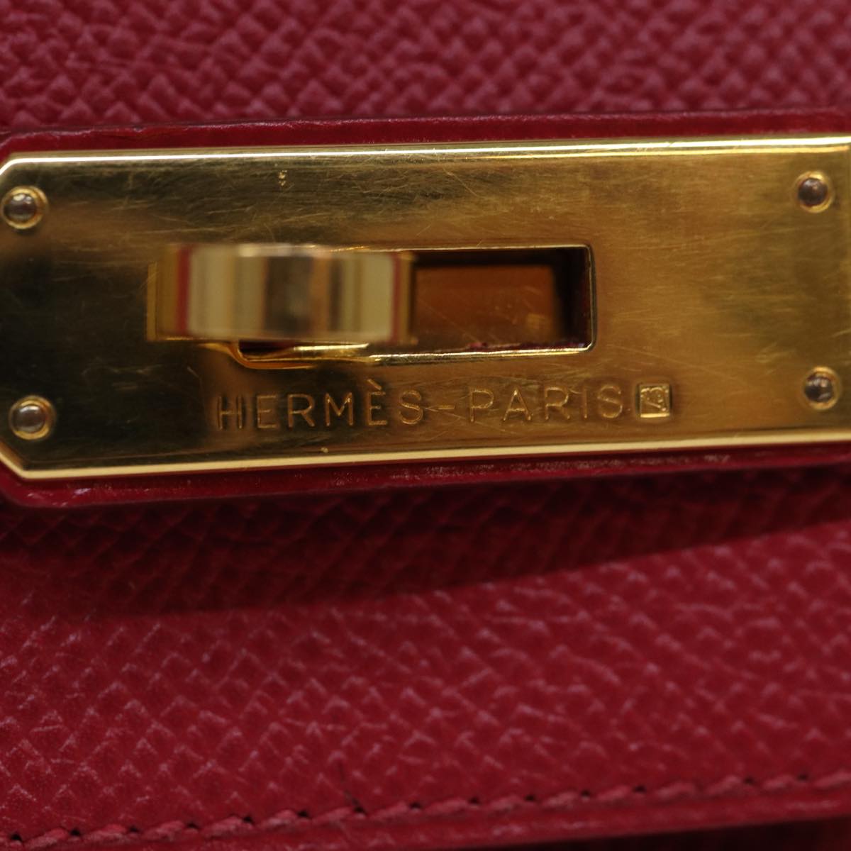 HERMES Birkin 35 Hand Bag Leather Red Gold Auth 89271