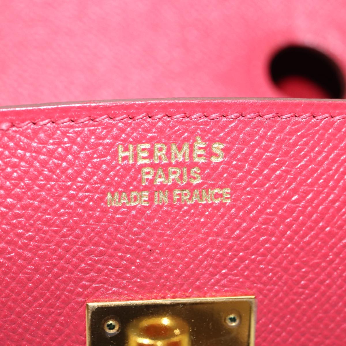 HERMES Birkin 35 Hand Bag Leather Red Gold Auth 89271