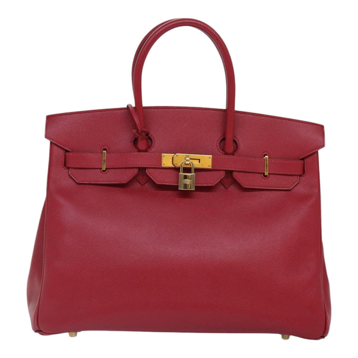 HERMES Birkin 35 Hand Bag Leather Red Gold Auth 89271 - 0