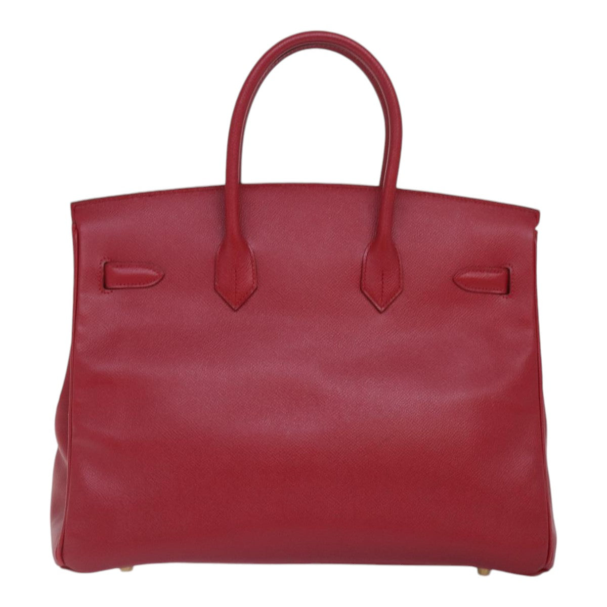 HERMES Birkin 35 Hand Bag Leather Red Gold Auth 89271