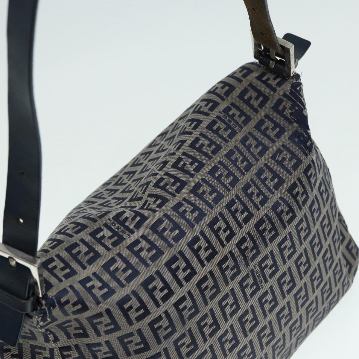 FENDI Zucchino Canvas Mamma bucket Hand Bag Navy Auth 89278