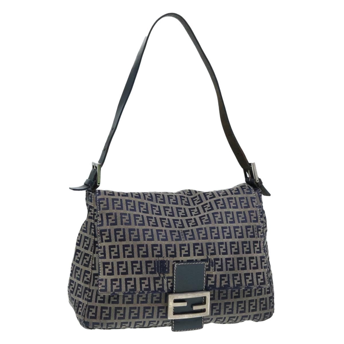 FENDI Zucchino Canvas Mamma bucket Hand Bag Navy Auth 89278