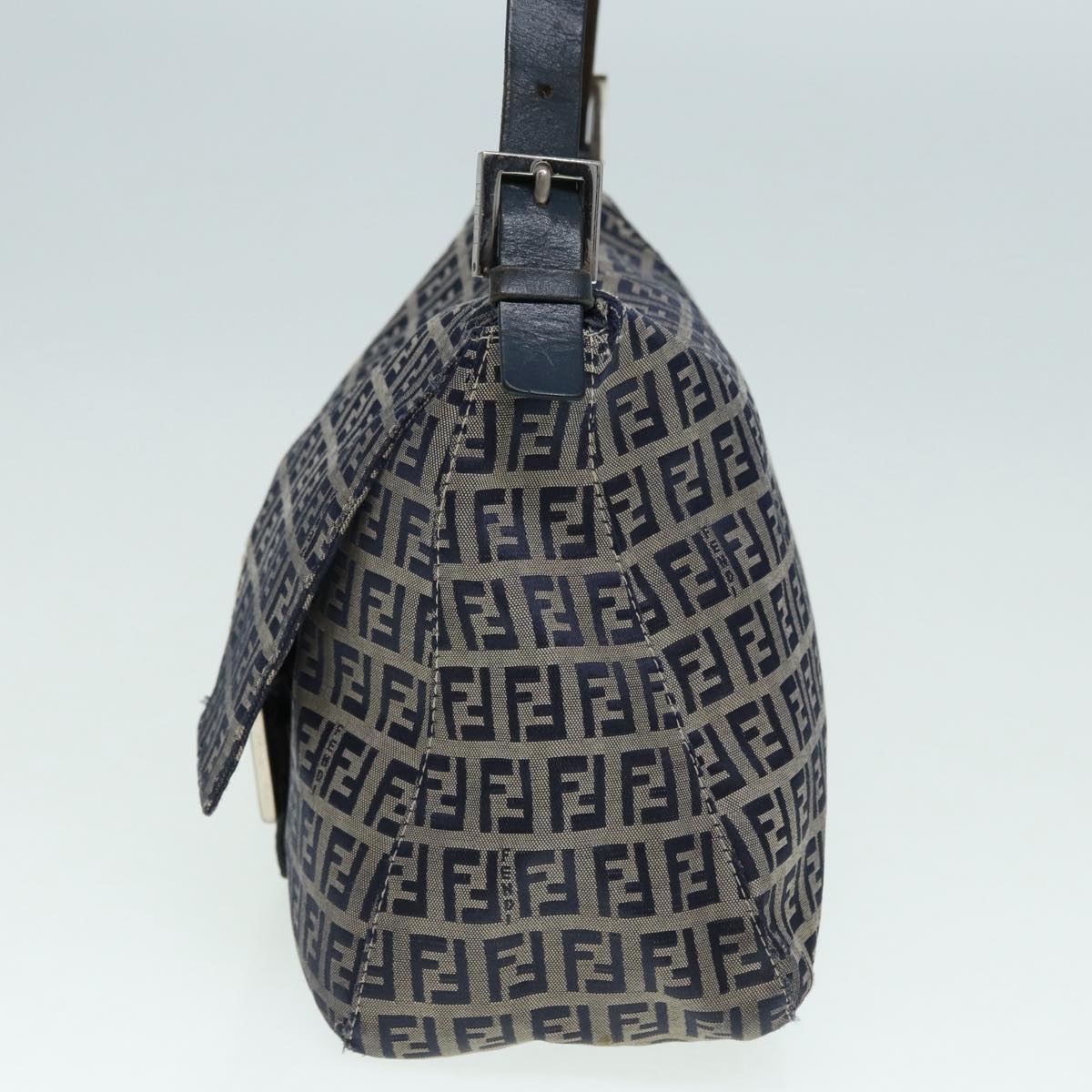 FENDI Zucchino Canvas Mamma bucket Hand Bag Navy Auth 89278