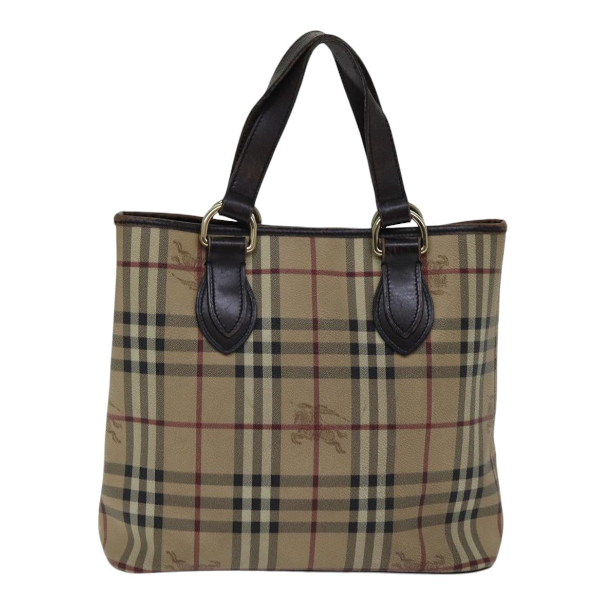 BURBERRY Nova Check Tote Bag PVC Beige Auth 89282