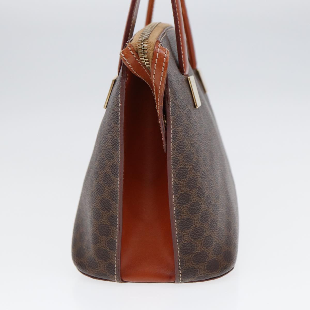 CELINE Macadam Canvas Hand Bag PVC Brown Auth 89284