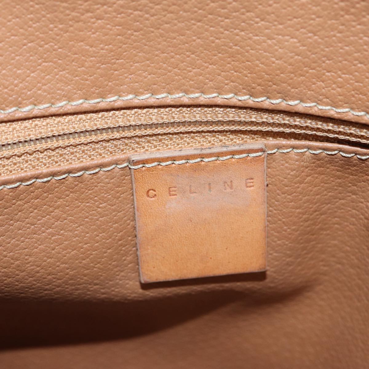 CELINE Macadam Canvas Hand Bag PVC Beige Auth 89286