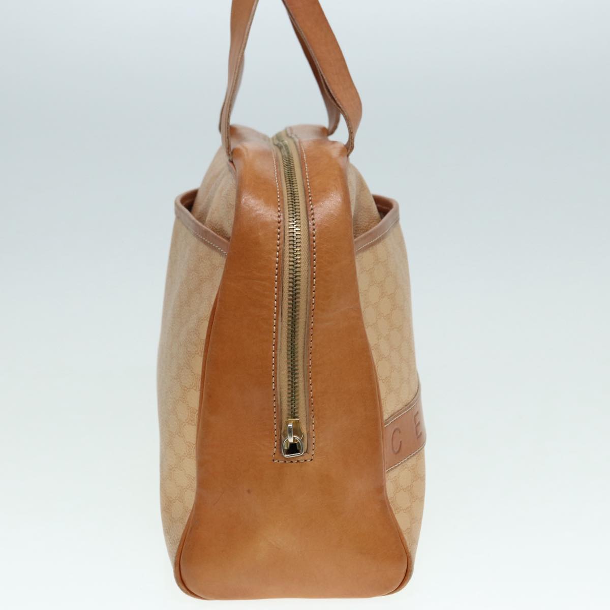 CELINE Macadam Canvas Hand Bag PVC Beige Auth 89286