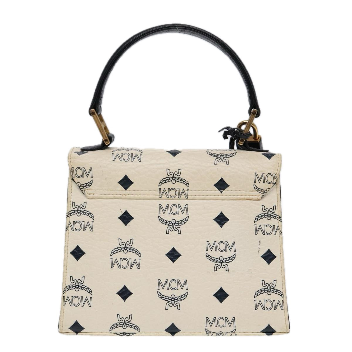 MCM Vicetos Logogram Hand Bag PVC White Auth 89310 - 0