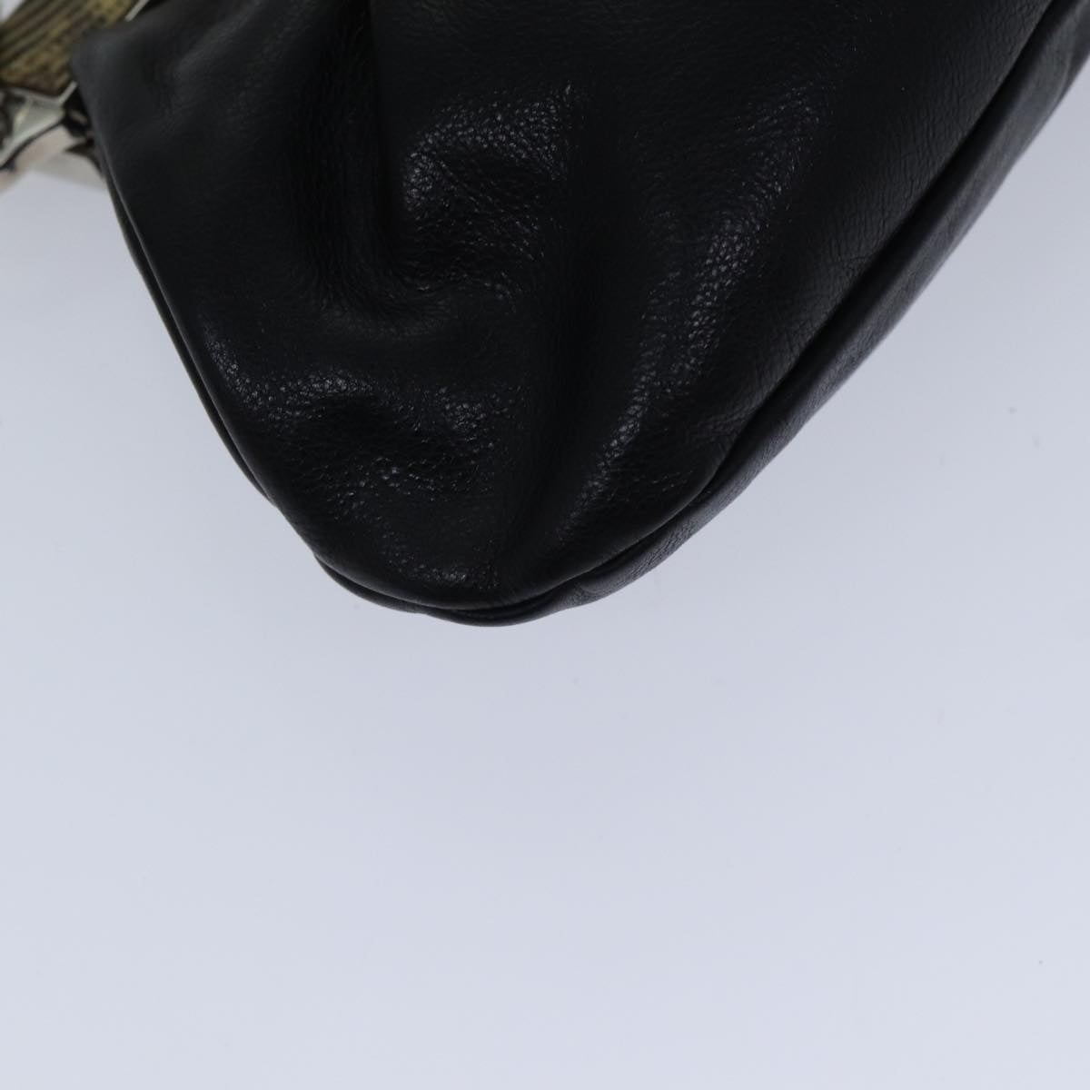 PRADA Chain Shoulder Bag Leather Black Auth 89318