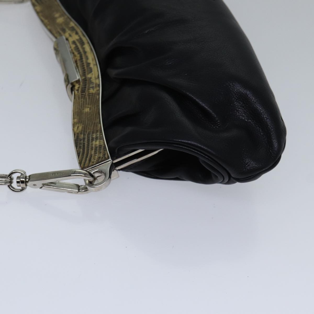 PRADA Chain Shoulder Bag Leather Black Auth 89318