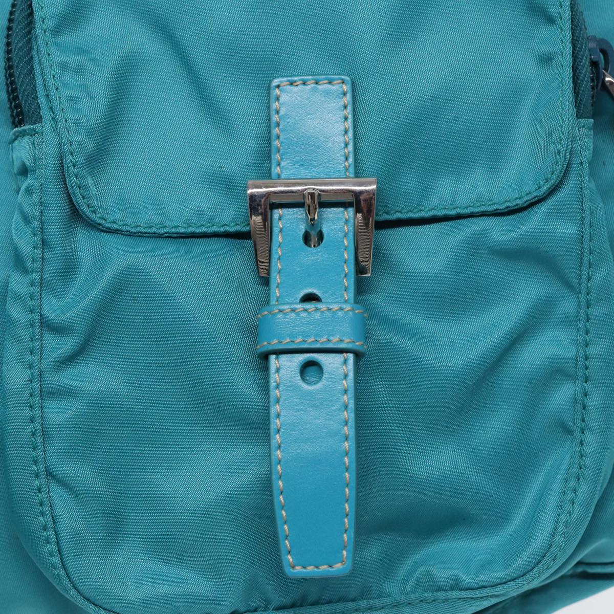 PRADA Shoulder Bag Nylon Turquoise Blue Auth 89320