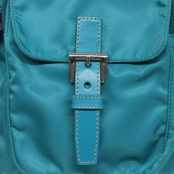 PRADA Shoulder Bag Nylon Turquoise Blue Auth 89320V