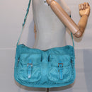 PRADA Shoulder Bag Nylon Turquoise Blue Auth 89320V-26