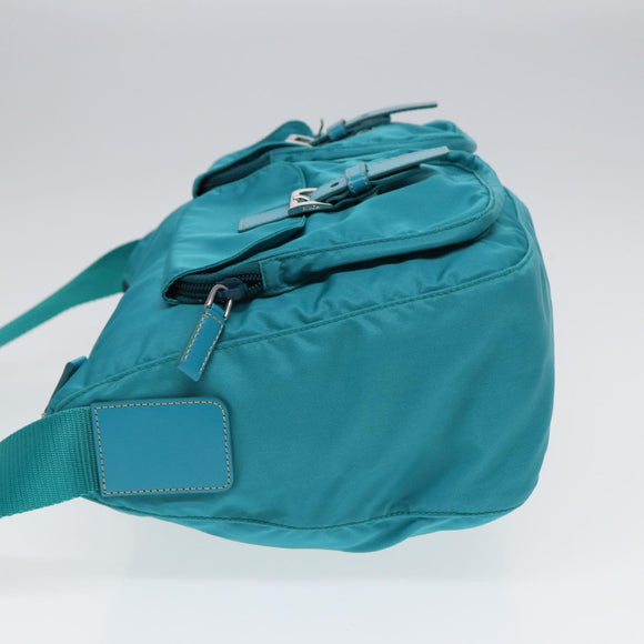 PRADA Shoulder Bag Nylon Turquoise Blue Auth 89320V