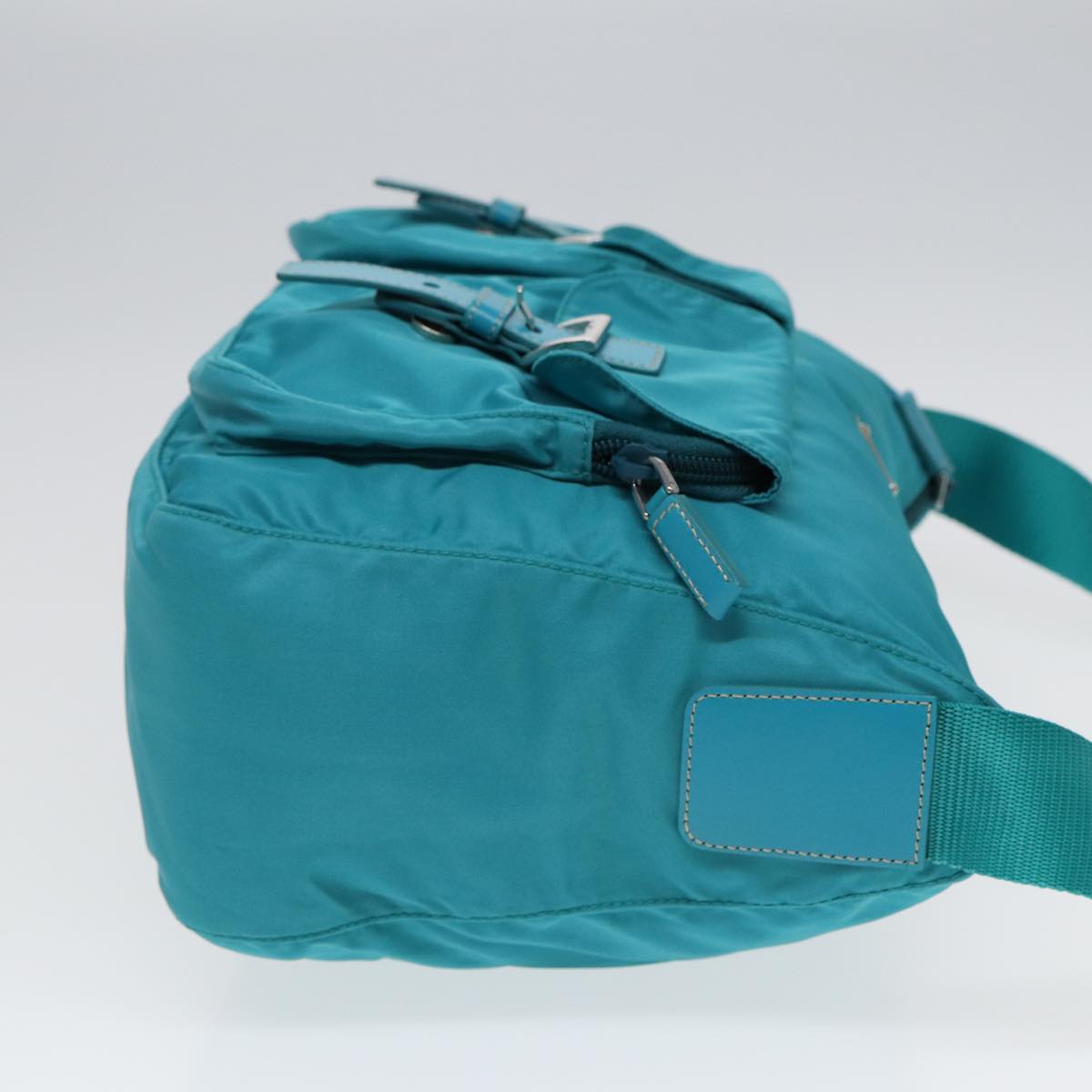 PRADA Shoulder Bag Nylon Turquoise Blue Auth 89320