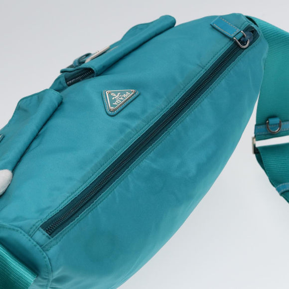 PRADA Shoulder Bag Nylon Turquoise Blue Auth 89320V