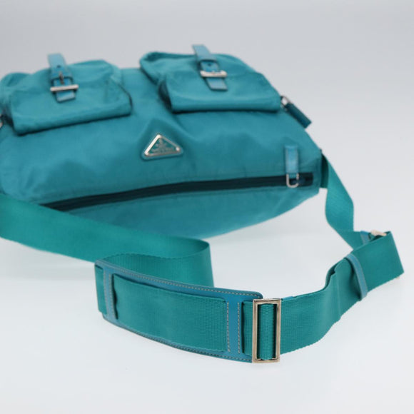 PRADA Shoulder Bag Nylon Turquoise Blue Auth 89320V