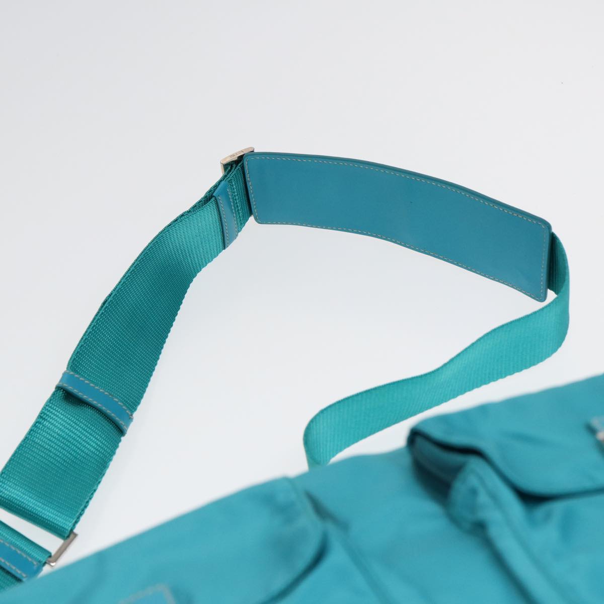 PRADA Shoulder Bag Nylon Turquoise Blue Auth 89320