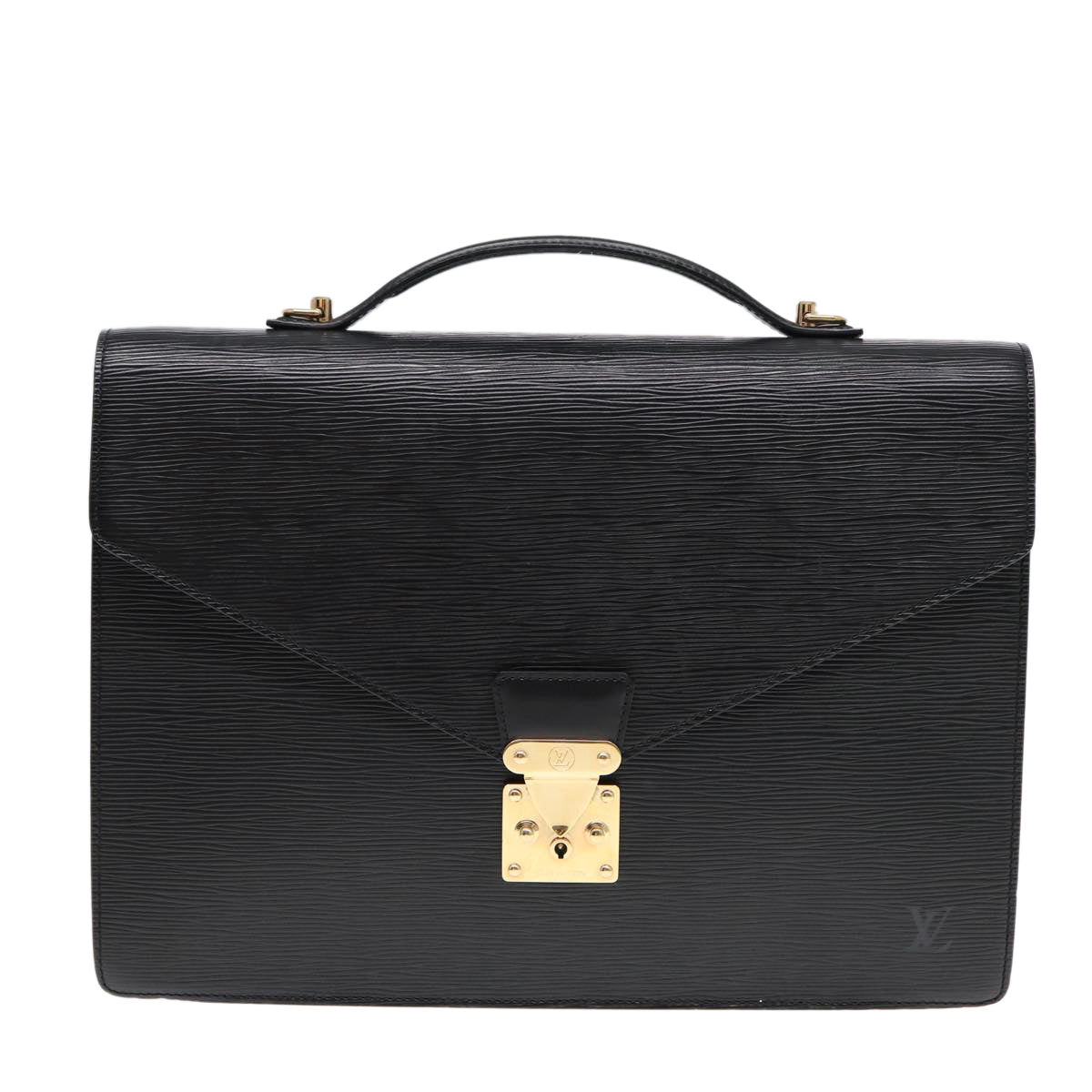 LOUIS VUITTON Epi Porte Documents Bandouliere Briefcase Black M54462 Auth 89335