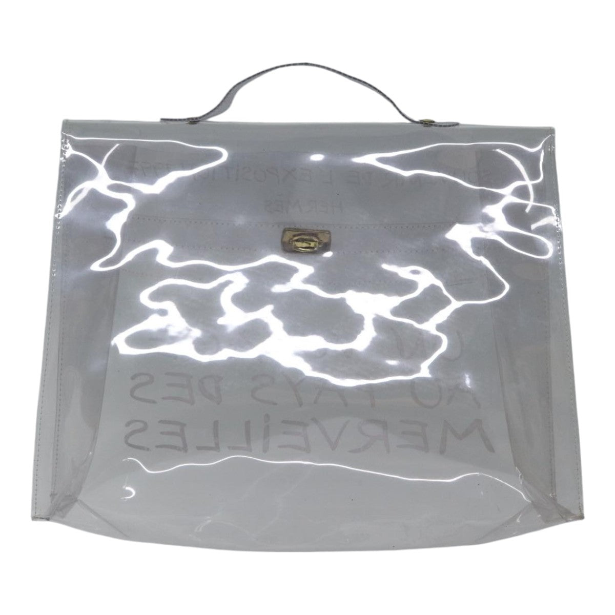 HERMES Vinyl Kelly Hand Bag Vinyl Clear Auth 89336 - 0